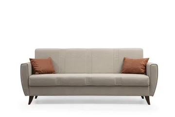 Dewan 3-sits Längsbäddad Bäddsoffa 96x183 cm med Förvaring i Linne - Beige - Möbler - Soffa - Bäddsoffa