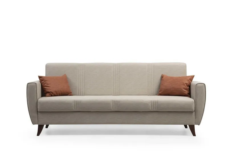 Dewan 3-sits Längsbäddad Bäddsoffa 96x183 cm med Förvaring i Linne, Beige