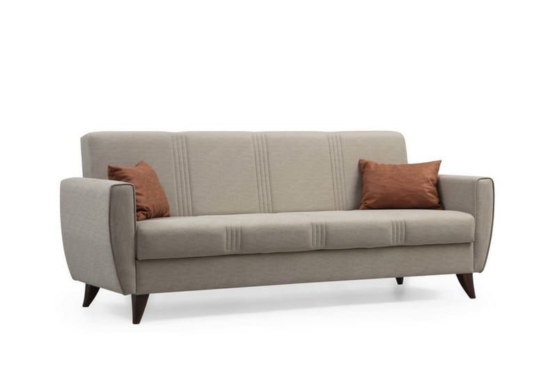 Dewan 3-sits Längsbäddad Bäddsoffa 96x183 cm med Förvaring i Linne - Beige - Möbler - Soffa - Bäddsoffa