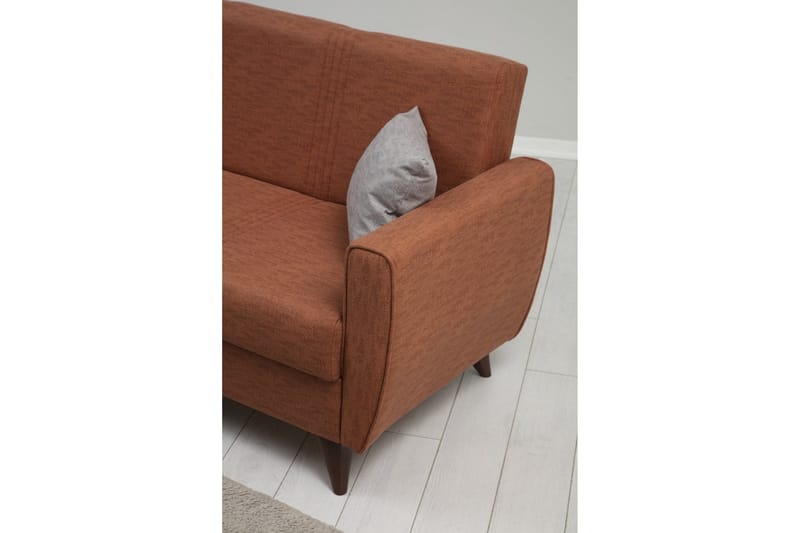 Dewan 3-sits Längsbäddad Bäddsoffa 96x183 cm med Förvaring i Tyg - Terrakotta - Möbler - Soffa - Bäddsoffa