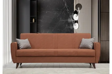 Dewan 3-sits Längsbäddad Bäddsoffa 96x183 cm med Förvaring i Tyg - Terrakotta - Möbler - Soffa - Bäddsoffa