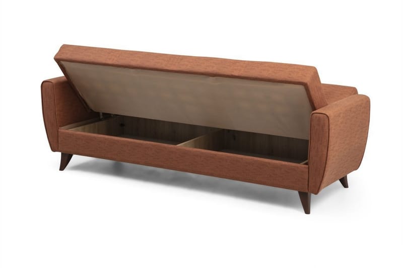Dewan 3-sits Längsbäddad Bäddsoffa 96x183 cm med Förvaring i Tyg - Terrakotta - Möbler - Soffa - Bäddsoffa