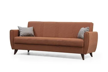 Dewan 3-sits Längsbäddad Bäddsoffa 96x183 cm med Förvaring i Tyg - Terrakotta - Möbler - Soffa - Bäddsoffa