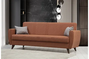 Dewan 3-sits Längsbäddad Bäddsoffa 96x183 cm med Förvaring i Tyg - Terrakotta - Möbler - Soffa - Bäddsoffa