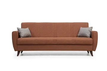 Dewan 3-sits Längsbäddad Bäddsoffa 96x183 cm med Förvaring i Tyg - Terrakotta - Möbler - Soffa - Bäddsoffa