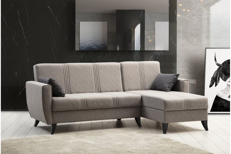 Dewan Bäddsoffa m. Divan 3-sits, Ljusgrå