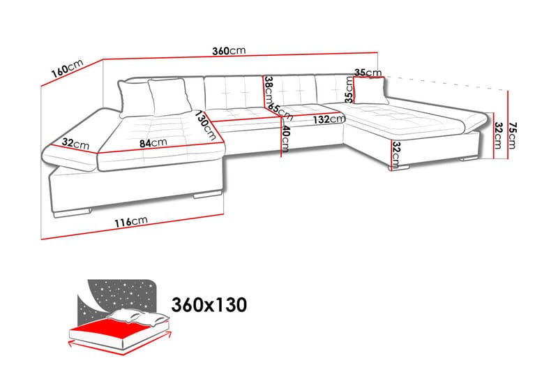 Dewitt 3-sits Bäddsoffa - Grå - Bäddsoffa - Skinnsoffor - U bäddsoffa - Bäddsoffa divan