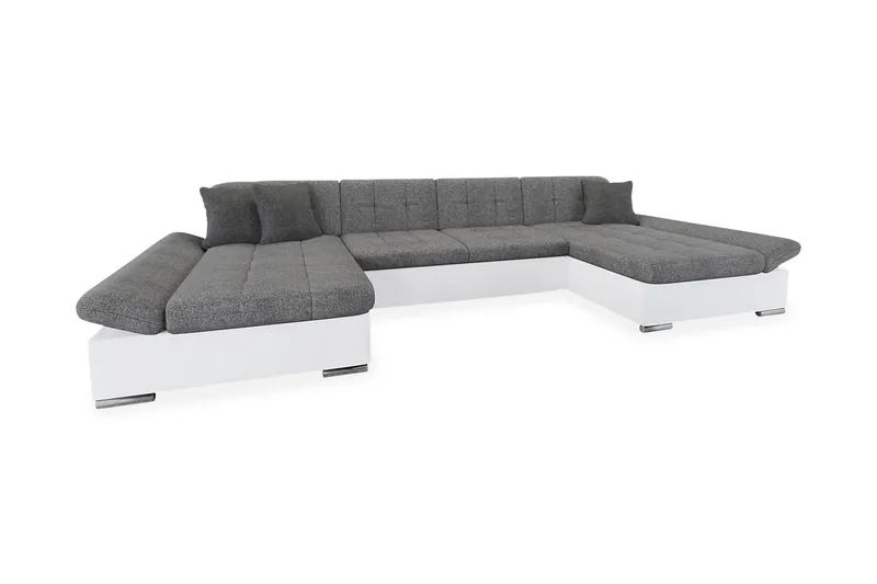Dewitt 3-sits Bäddsoffa i Tyg och Läder, Vit|Grå