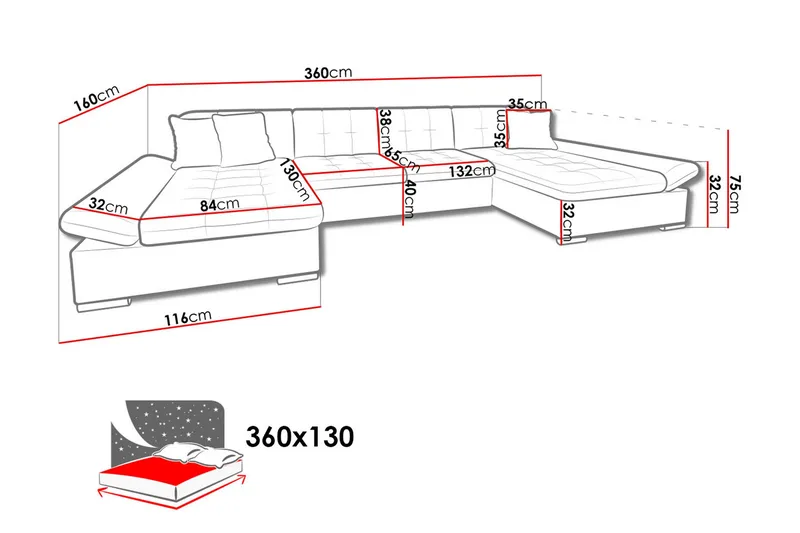 Dewitt 3-sits Bäddsoffa i Tyg och Läder - Vit|Grå - Möbler - Soffa - Bäddsoffa
