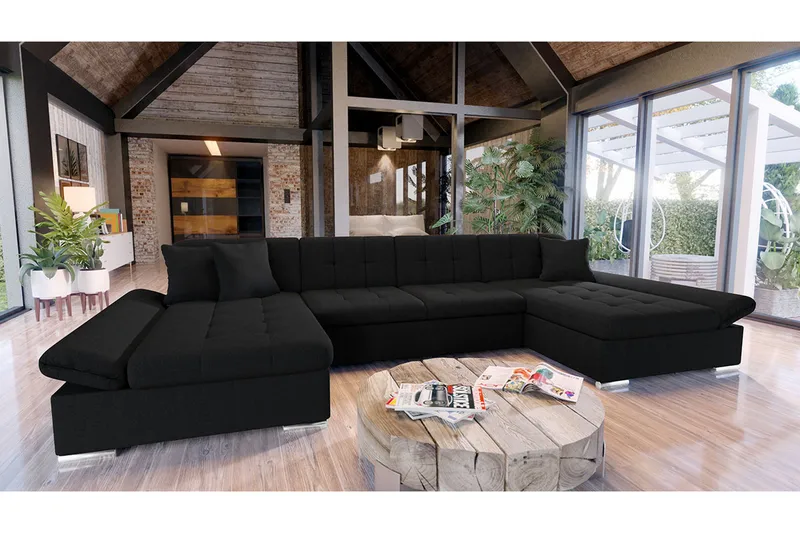 Dewitt 3-sits Bäddsoffa i Tyg - Svart - Möbler - Soffa - Bäddsoffa