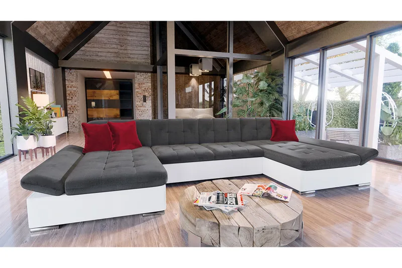 Dewitt 3-sits Bäddsoffa - Röd/Grå/Vit - Möbler - Soffa - Bäddsoffa