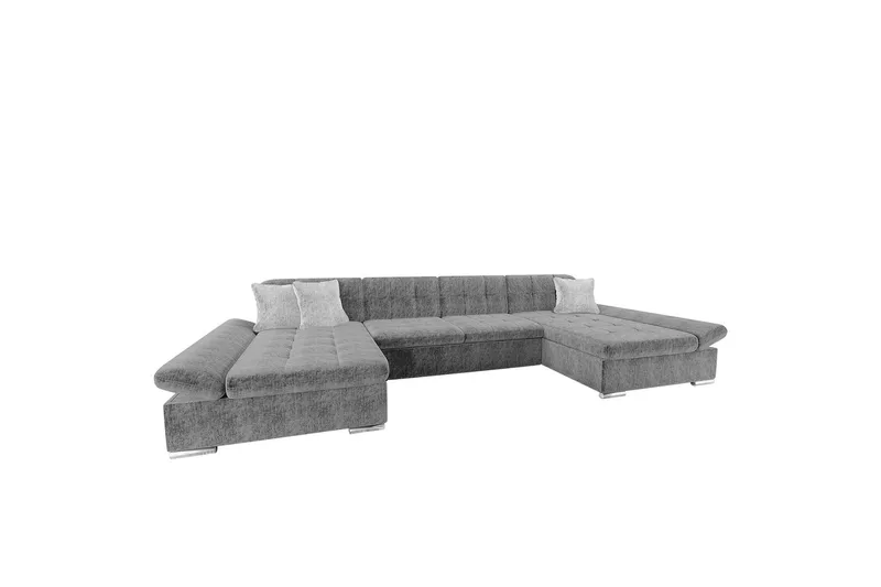 Dewitt 4-sits Universal Hörnsoffa med Divan och Schäslong i Sammet - Grå - Möbler - Soffa - Bäddsoffa