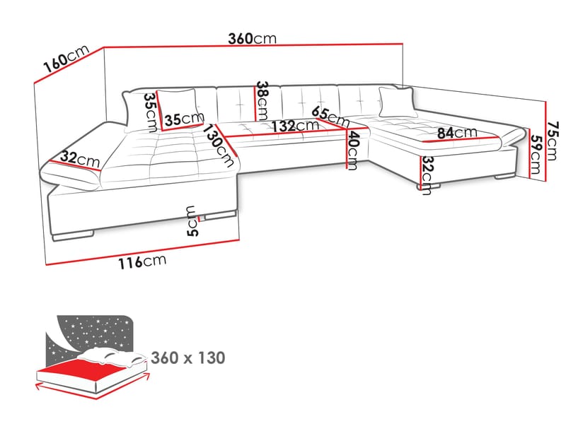 Dewitt 5-sits U-Bäddsoffa med förvaring - Möbler - Soffa - Bäddsoffa