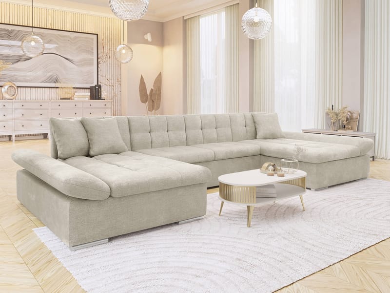 Dewitt 5-sits U-formad Bäddsoffa - Beige - Möbler - Soffa - Bäddsoffa