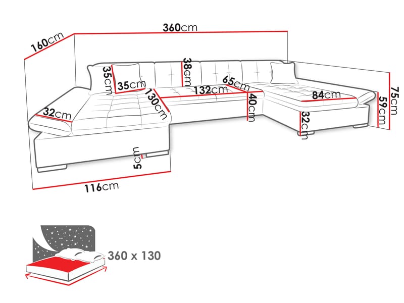 Dewitt Bäddsoffa Dubbeldivan 5-sits - Brun - Möbler - Soffa - Bäddsoffa
