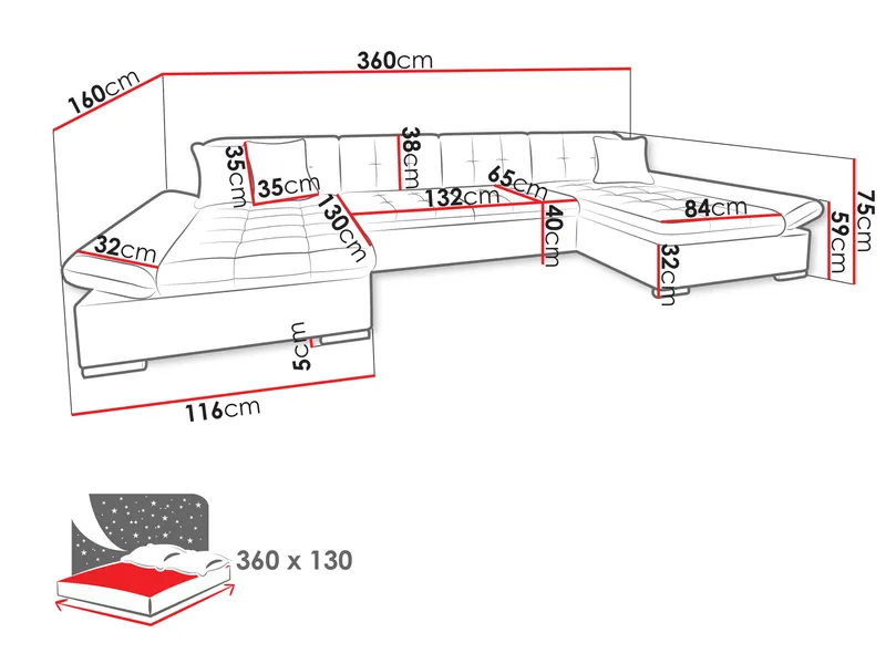 Dewitt Bäddsoffa Dubbeldivan 5-sits - Brun - Möbler - Soffa - Bäddsoffa