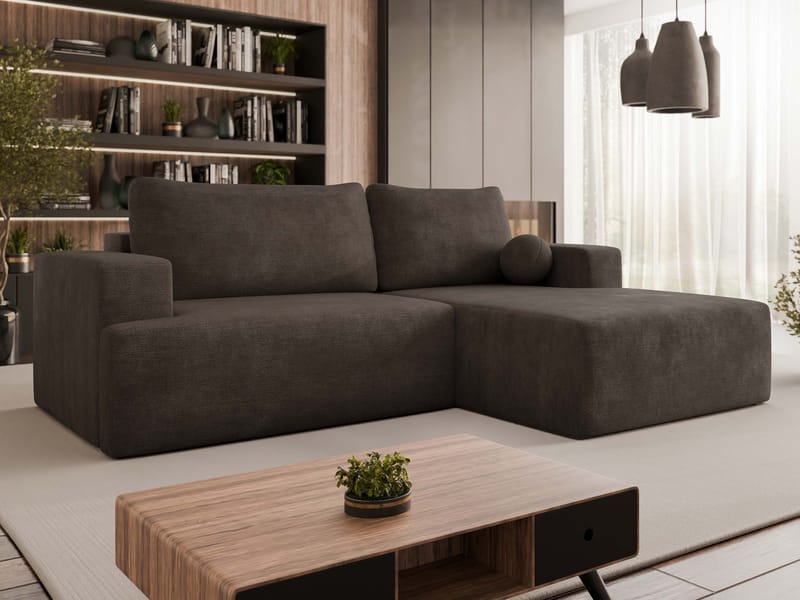 Deylor 3-sits Bäddsoffa med divan - brun - Möbler - Soffa - Bäddsoffa