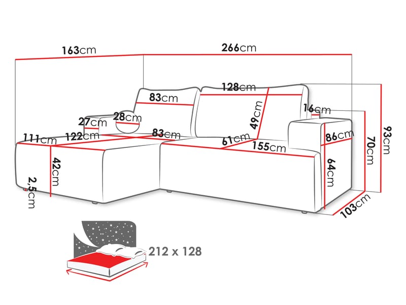 Deylor Bäddsoffa med Divan 3-sits - Grön - Möbler - Soffa - Bäddsoffa