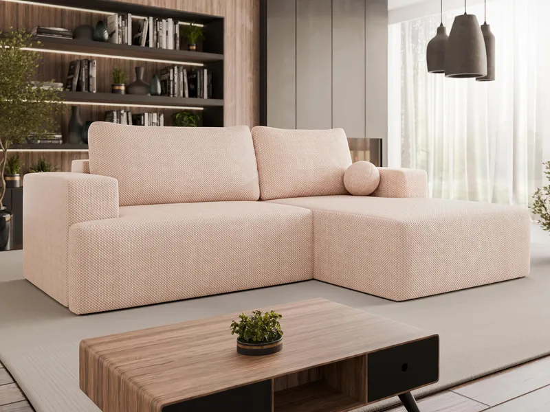 Deylor Bäddsoffa med Divan 3-sits - Rosa - Möbler - Soffa - Bäddsoffa
