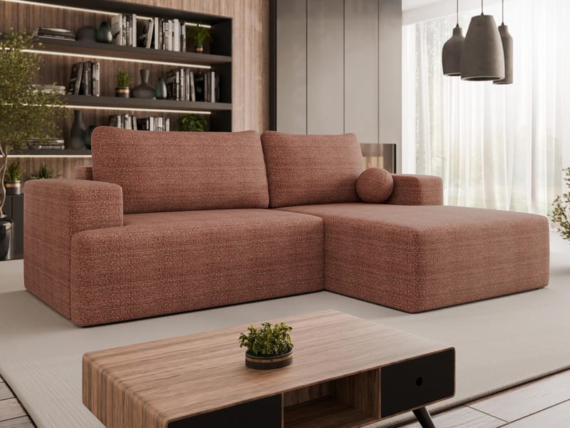 Deylor Bäddsoffa med Divan 3-sits - Rosa - Möbler - Soffa - Bäddsoffa