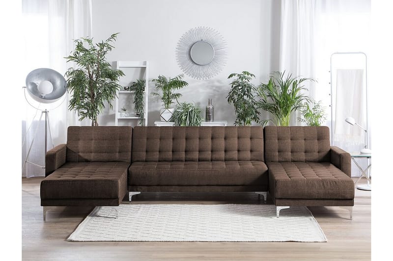 Divansoffa 5-sits med sovfunktion brun ABERDEEN - Brun - Möbler - Soffa - Bäddsoffa