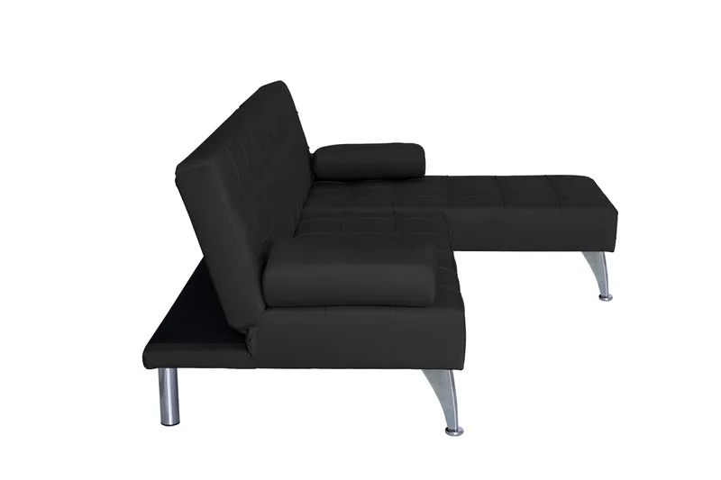 Divansoffa med bäddfunktion svart sammet - Neptun - svart - Möbler - Soffa - Bäddsoffa