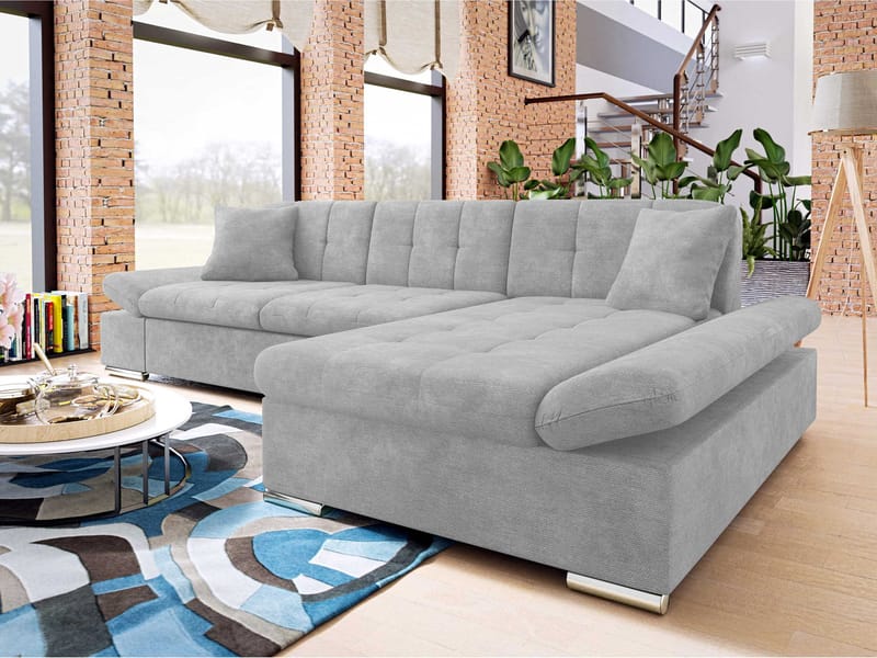Djerra 3-sits Bäddsoffa divan höger med förvaring - Grå - Möbler - Soffa - Bäddsoffa