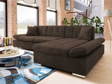 Djerra 3-sits Bäddsoffa divan höger med förvaring - Mörkbrun - Möbler - Soffa - Bäddsoffa