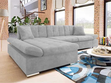 Djerra 3-sits Bäddsoffa divan vänster med förvaring - Grå - Möbler - Soffa - Bäddsoffa