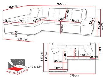 Djerra 3-sits Bäddsoffa med divan och förvaring - Möbler - Soffa - Bäddsoffa