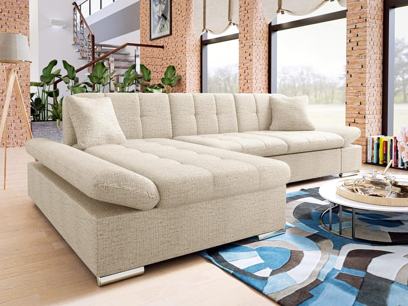 Djerra 4-sits Bäddsoffa med Schsälong Vänster - Ljusbeige - Möbler - Soffa - Bäddsoffa