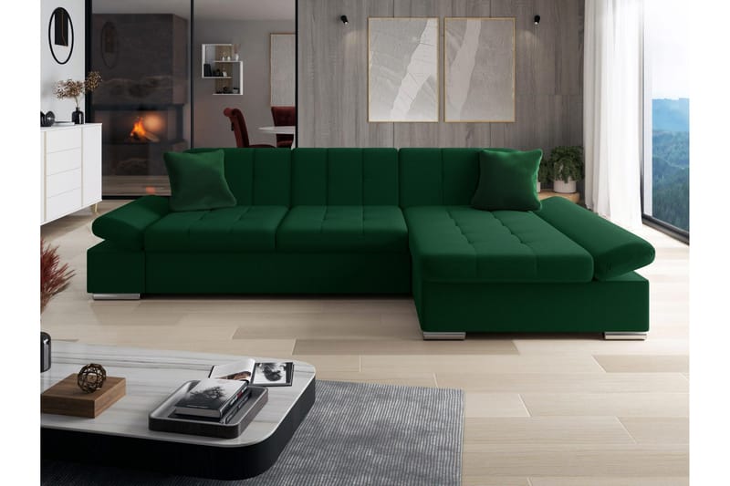 Djerra Bäddsoffa m. Divan 3-sits - Grön - Möbler - Soffa - Bäddsoffa