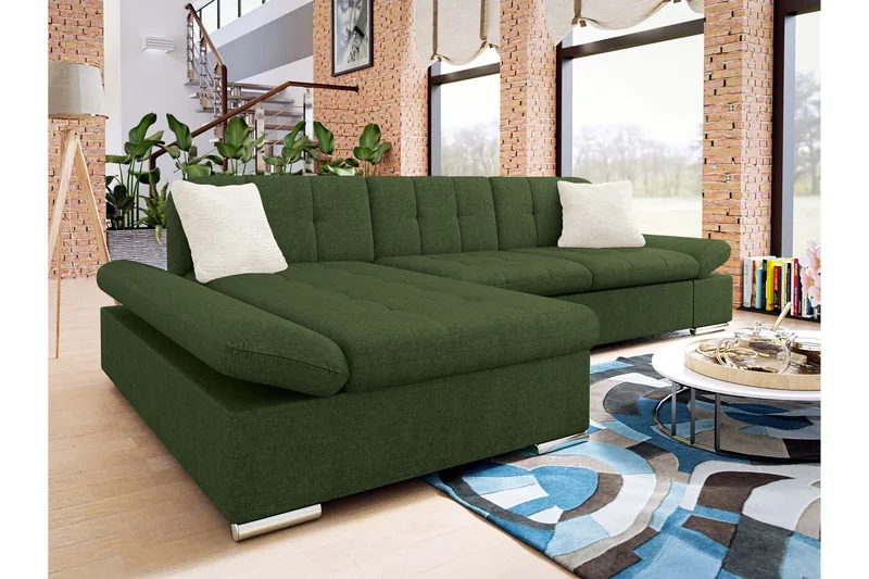 Djerra Bäddsoffa med Divan 3-sits - Grön - Möbler - Soffa - Bäddsoffa