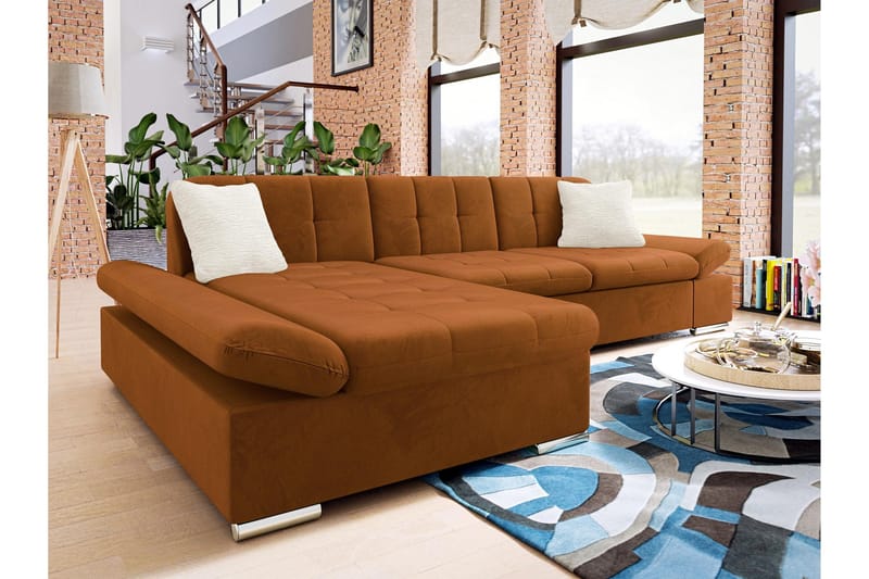 Djerra Bäddsoffa med Divan 3-sits - Orange - M öbler - Soffa - Bäddsoffa