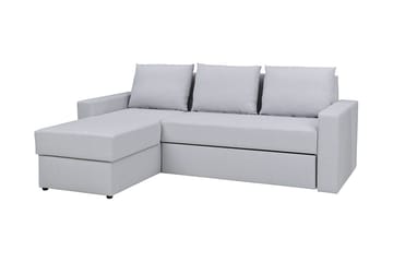 Domino 3-sits Hörnsoffa L-formad Bäddbar 140x200 cm med Förvaring i Tyg - Grå - Möbler - Soffa - Bäddsoffa
