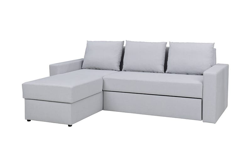Domino 3-sits Hörnsoffa L-formad Bäddbar 140x200 cm med Förvaring i Tyg, Grå