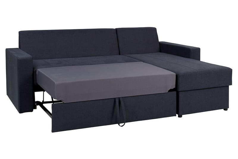 Domino 3-sits Hörnsoffa L-formad Bäddbar 140x200 cm med Förvaring i Tyg - Grå - Möbler - Soffa - Bäddsoffa