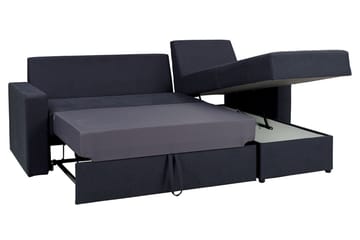 Domino 3-sits Hörnsoffa L-formad Bäddbar 140x200 cm med Förvaring i Tyg - Grå - Möbler - Soffa - Bäddsoffa