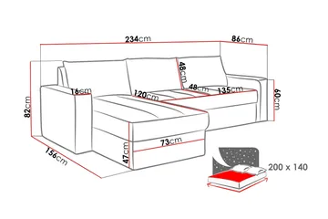 Domino Divanbäddsoffa 234x156x82 cm - Blå/Grå - Möbler - Soffa - Bäddsoffa