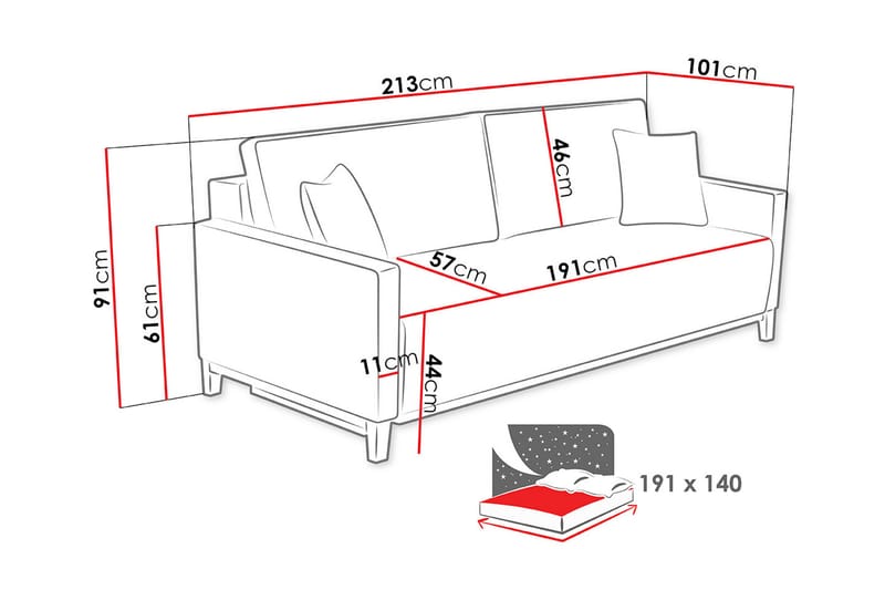 Dong Bäddsoffa - Gul - Bäddsoffa - Bäddsoffa 3 sits