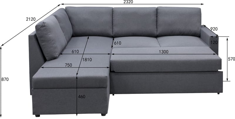 Dream hörnsoffa med bäddfunktion och förvaring - Mörkgrå - Mörkgrå - Möbler - Soffa - Bäddsoffa