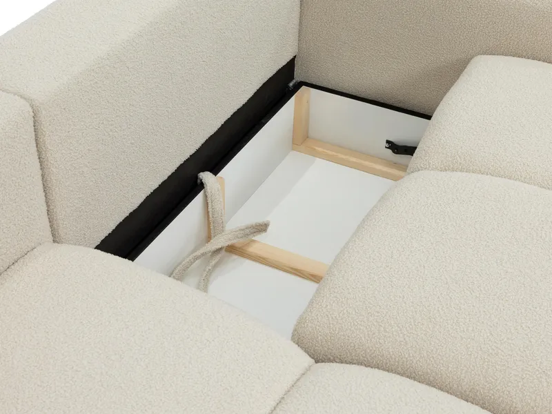 Durven 3-sits Vänster Bäddsoffa med Förvaring i Bouclé - Beige - Möbler - Soffa - Bäddsoffa