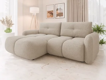 Durven 3-sits Vänster Bäddsoffa med Förvaring i Bouclé - Beige - Möbler - Soffa - Bäddsoffa