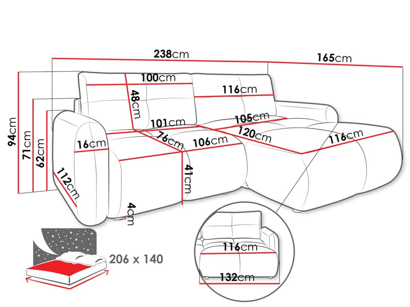 Durven Bäddsoffa 3-sits - Grå - Möbler - Soffa - Bäddsoffa