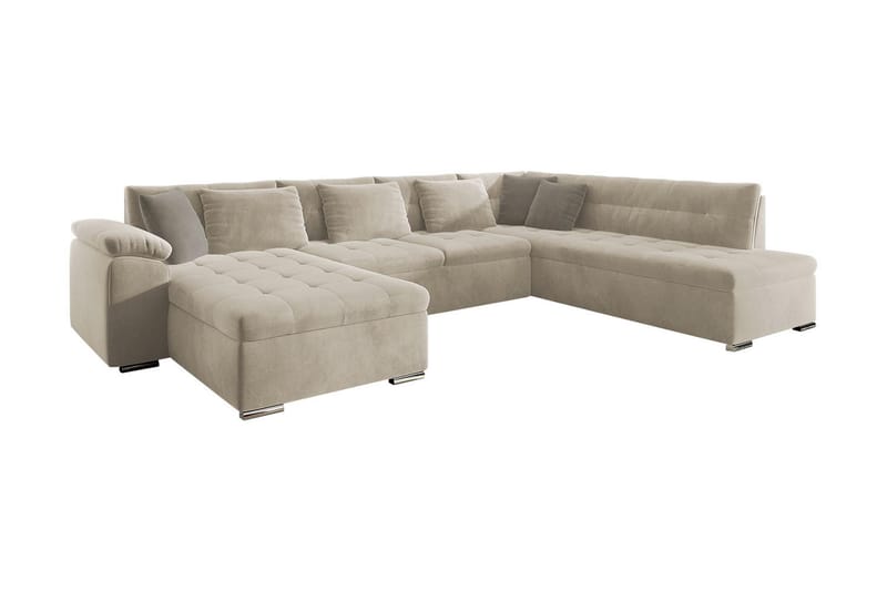 Dynir 4-sits Bäddsoffa - Beige - Bäddsoffa - Bäddsoffa divan - Sammetssoffa