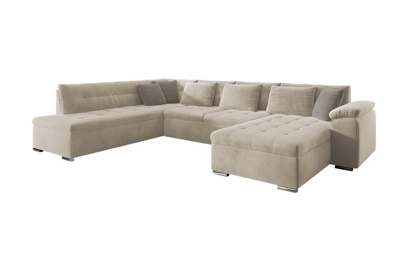 Dynir 4-sits Bäddsoffa - Beige - Bäddsoffa - Bäddsoffa divan - Sammetssoffa