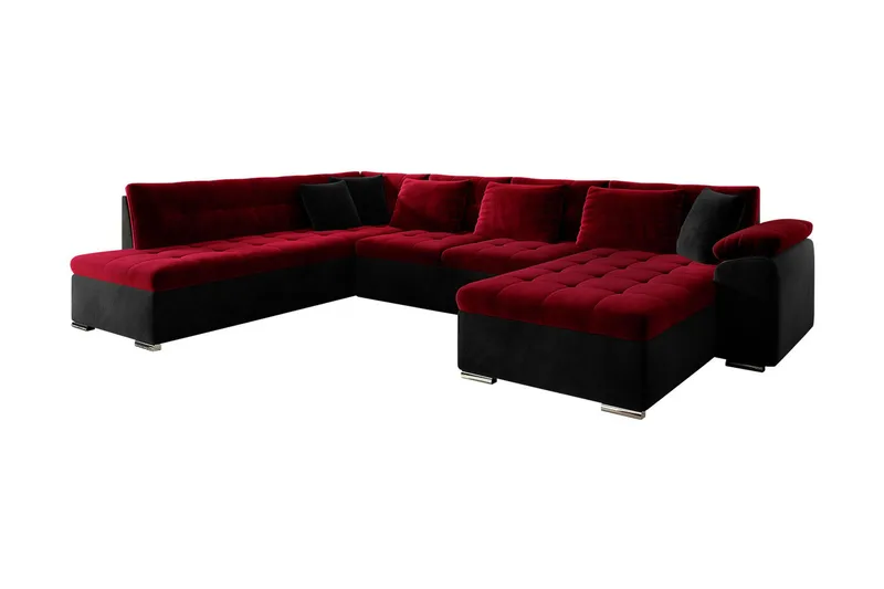 Dynir 4-sits Bäddsoffa i Sammet - Vinröd - Möbler - Soffa - Bäddsoffa
