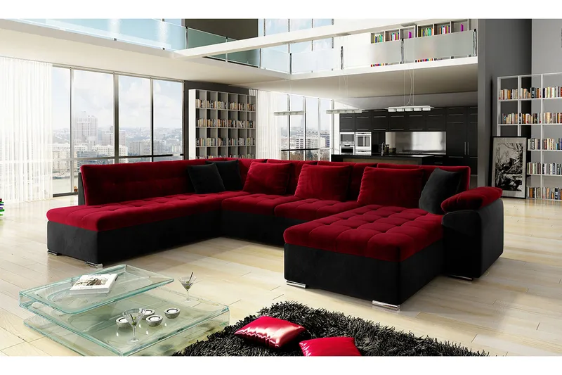 Dynir 4-sits Bäddsoffa - Röd/Svart - Möbler - Soffa - Bäddsoffa