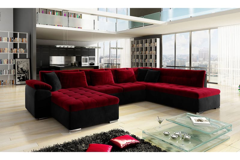 Dynir 4-sits Bäddsoffa - Röd/Svart - Möbler - Soffa - Bäddsoffa