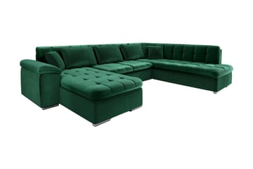Dynir 4-sits Vänster Knappad Bäddsoffa med Förvaring i Sammet - Grön - Möbler - Soffa - Bäddsoffa